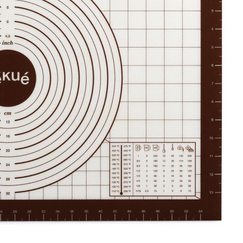 Non-stick pastry mat with measures, 24" x 16" Silicone pastry mat with measurements.