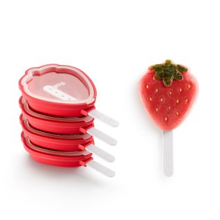 Stackable Strawberry Ice Pop Molds, Set of 4 Enjoy strawberry-shaped ice pops!