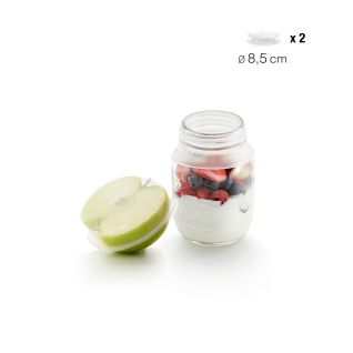 Tapas extensibles ø 8,5 cm (2 uds) ¡Alternativa inteligente al envoltorio plástico de alimentos!