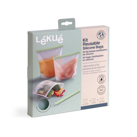 Kit de 3 bosses reutilitzables de silicona Una alternativa als plàstics d'un sol ús!
