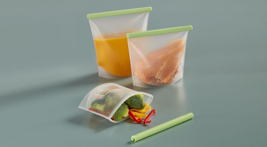 Bossa reutilitzable de silicona 1 L Una alternativa als plàstics d'un sol ús!