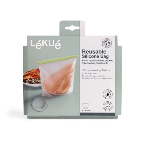 Bossa reutilitzable de silicona 1 L Una alternativa als plàstics d'un sol ús!