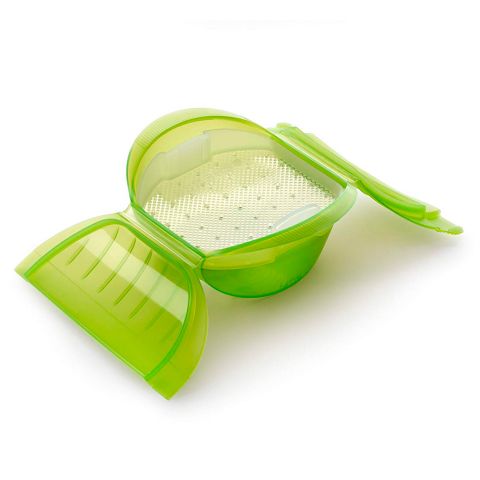 Estuche de Vapor con bandeja 3-4 p. ¡Cocina al vapor fácilmente verduras grandes y sopas en tu microondas!