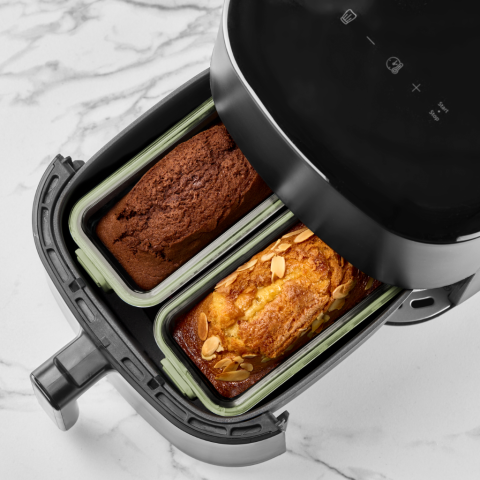 Plats en verre rectangulaire pour friteuse à air (lot de 2) Cuisinez en deux façons, rapidement et proprement dans votre air fryer!