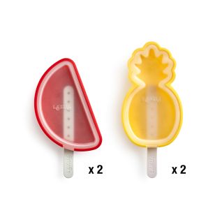Set of 4 Tropical Fruits Ice Cream Moulds Enjoy preparing ice cream with fun tropical fruit shapes!