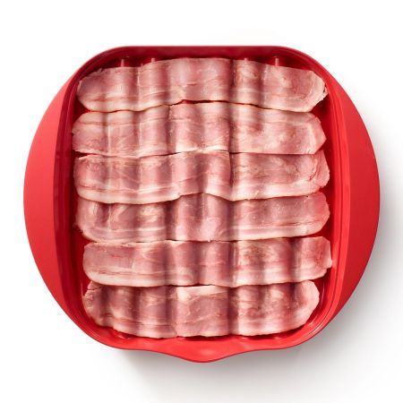 Microwave Bacon Cooker Cook bacon in the microwave quickly and cleanly.