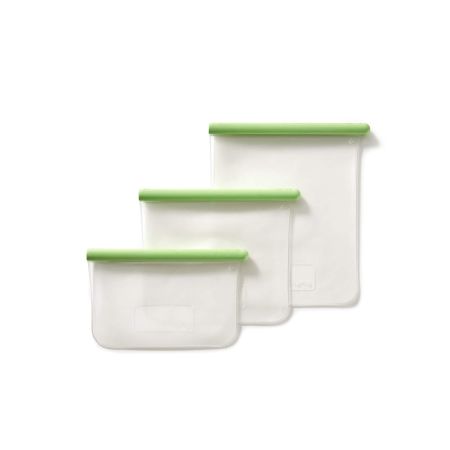 Set de 3 bolsas reutilizables planas ¡Almacena con sabor!