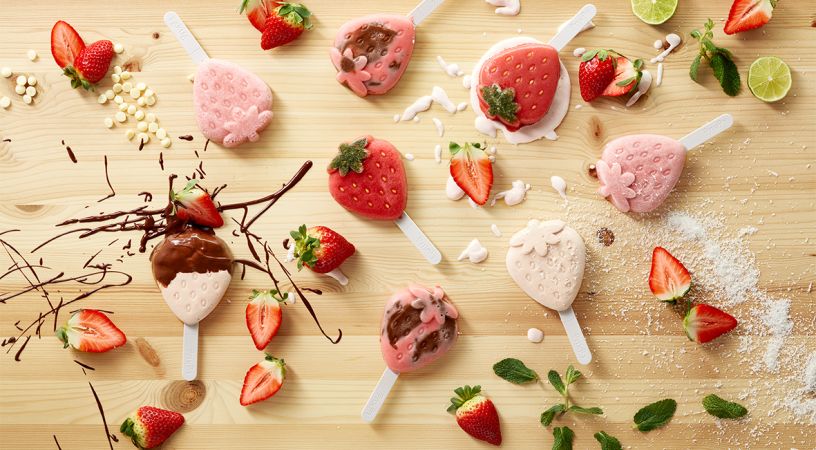 Kit de 4 fresas heladas ¡Disfruta de un helado con forma de fresa!