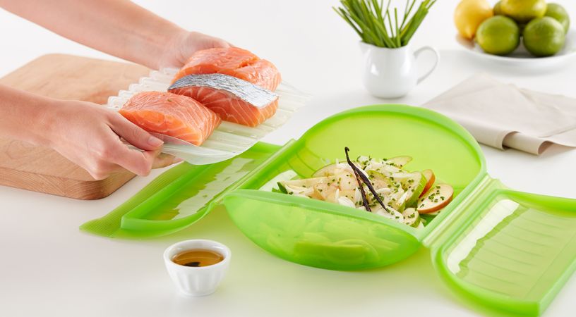 Estuche de Vapor con bandeja 3-4 p. ¡Cocina al vapor rápida y saludable en tu microondas!