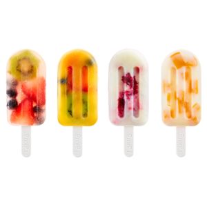 Kit de 4 polos apilables - Grandes Prepara deliciosas paletas caseras de la forma más fácil, rápida y saludable con este kit de 4 moldes para helado, en su versión más grande.