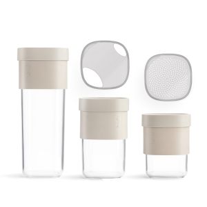 Flip Storage Set Kit de 3 botes de cocina y 2 accesorios