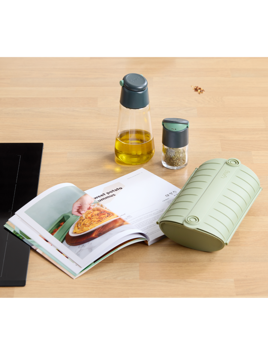 Steam Cooker with tray and Recipe book Set, 2p, English Tasty salmon in 2 minutes!