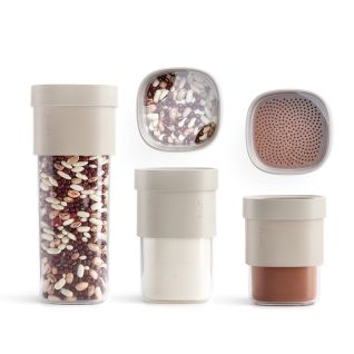 Flip Storage Set Kit de 3 botes de cocina y 2 accesorios