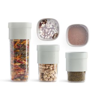 Flip Storage Set Kit de 3 botes de cocina y 2 accesorios
