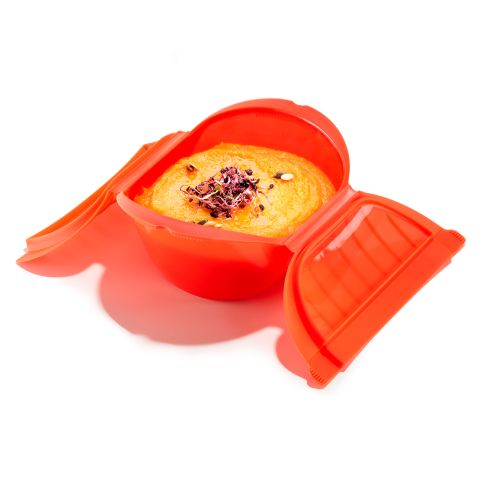 Coffret de Vapeur Maxi 3-4 p. Faites cuire facilement à la vapeur de gros légumes et des soupes dans votre micro-ondes !