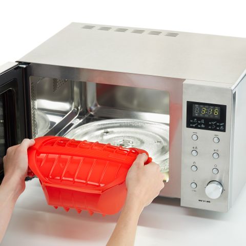Estuche de Vapor Hondo con Bandeja 3-4 p. ¡Cocina al vapor fácilmente verduras grandes y sopas en tu microondas!