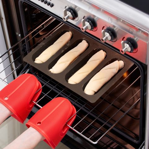 Mini Baguette Bread Pan Perforated 4 mini-baguettes baked all at once!