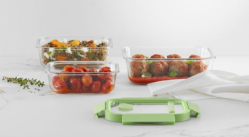 Glass leakproof Container Rectangular, 1520 ml 1520 ml capacity