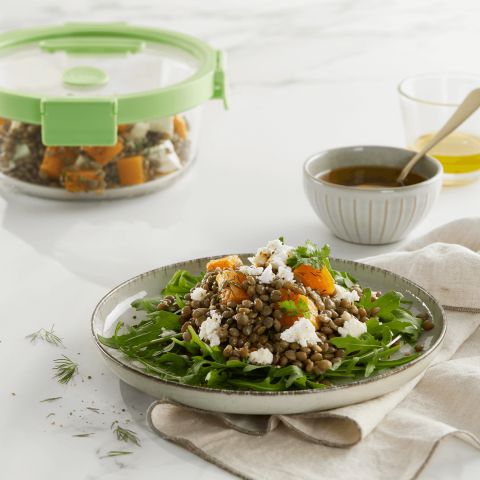 Glass leakproof Container Round, 950 ml 950 ml capacity