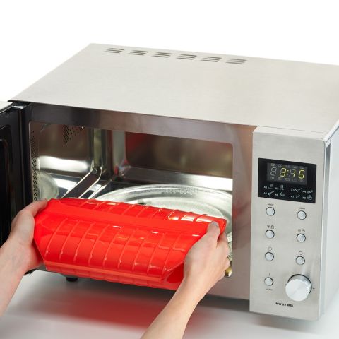 Microwave Steam Cooker With Tray & 10 Minute Cookbook, 3-4 Servings Healthy recipes in 10 minutes!