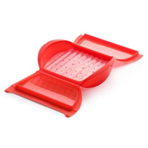 Microwave Steam Cooker With Tray & 10 Minute Cookbook, 3-4 Servings Healthy recipes in 10 minutes!