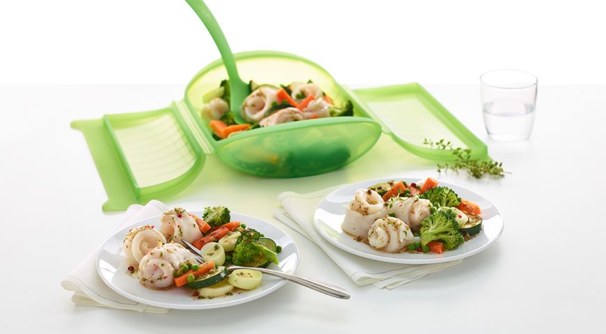 Estuche de Vapor con bandeja 3-4 p. ¡Cocina al vapor rápida y saludable en tu microondas!