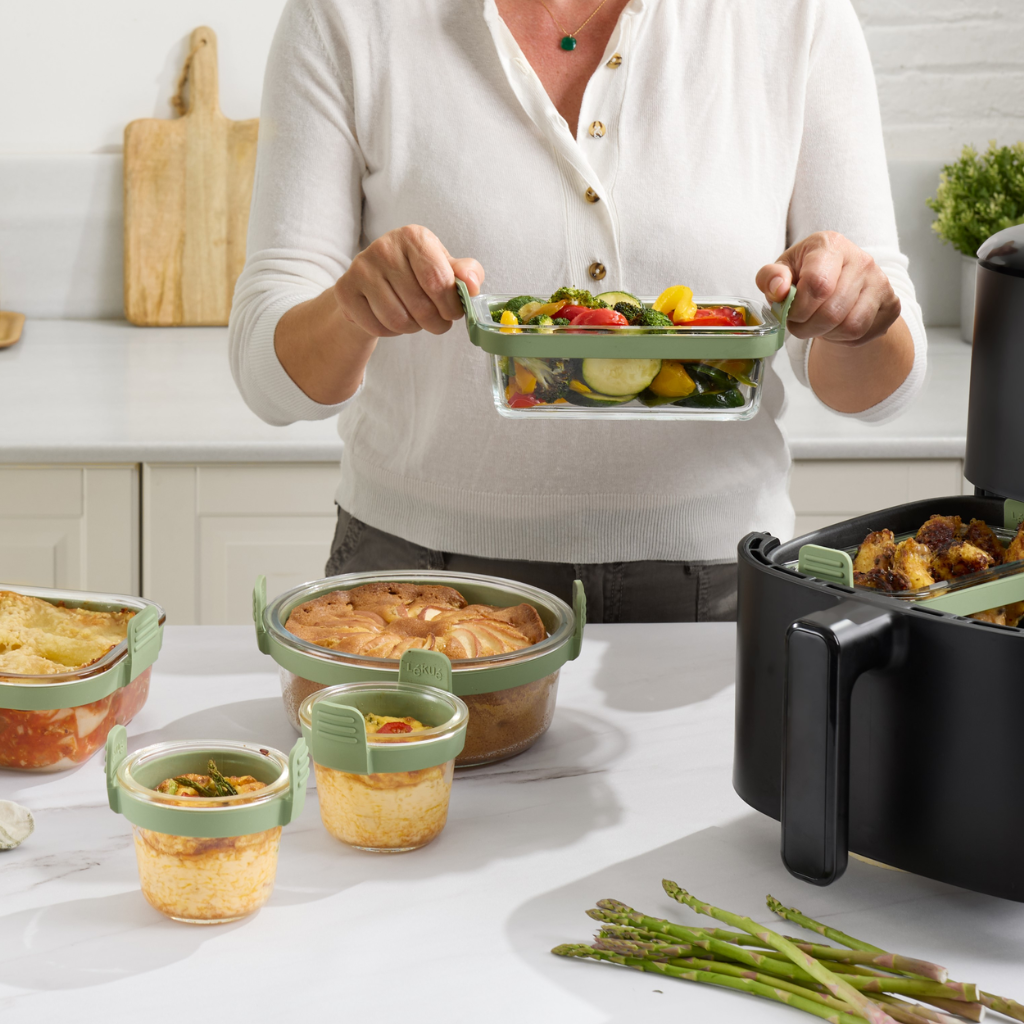 Mini vasos de vidrio para freidora de aire Set de 4 ¡Comidas para uno, más fáciles con tu freidora de aire!