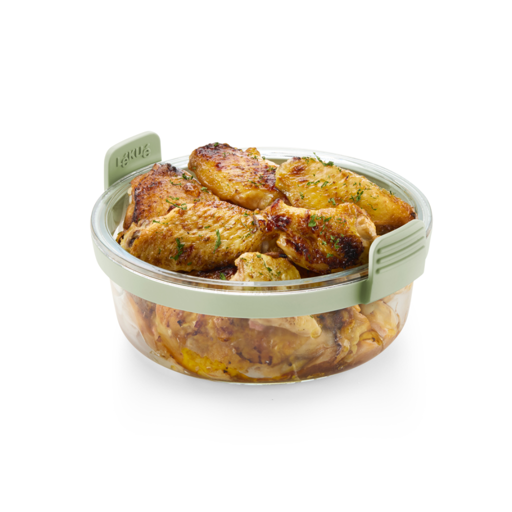 Cesta redonda de vidrio para freidora de aire Fabricada en vidrio ¡Con un agarre más cómodo!