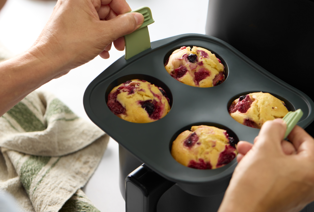 Molde muffins para freidora de aire, 4 cav ¡Desmoldado fácil con resultados perfectos!
