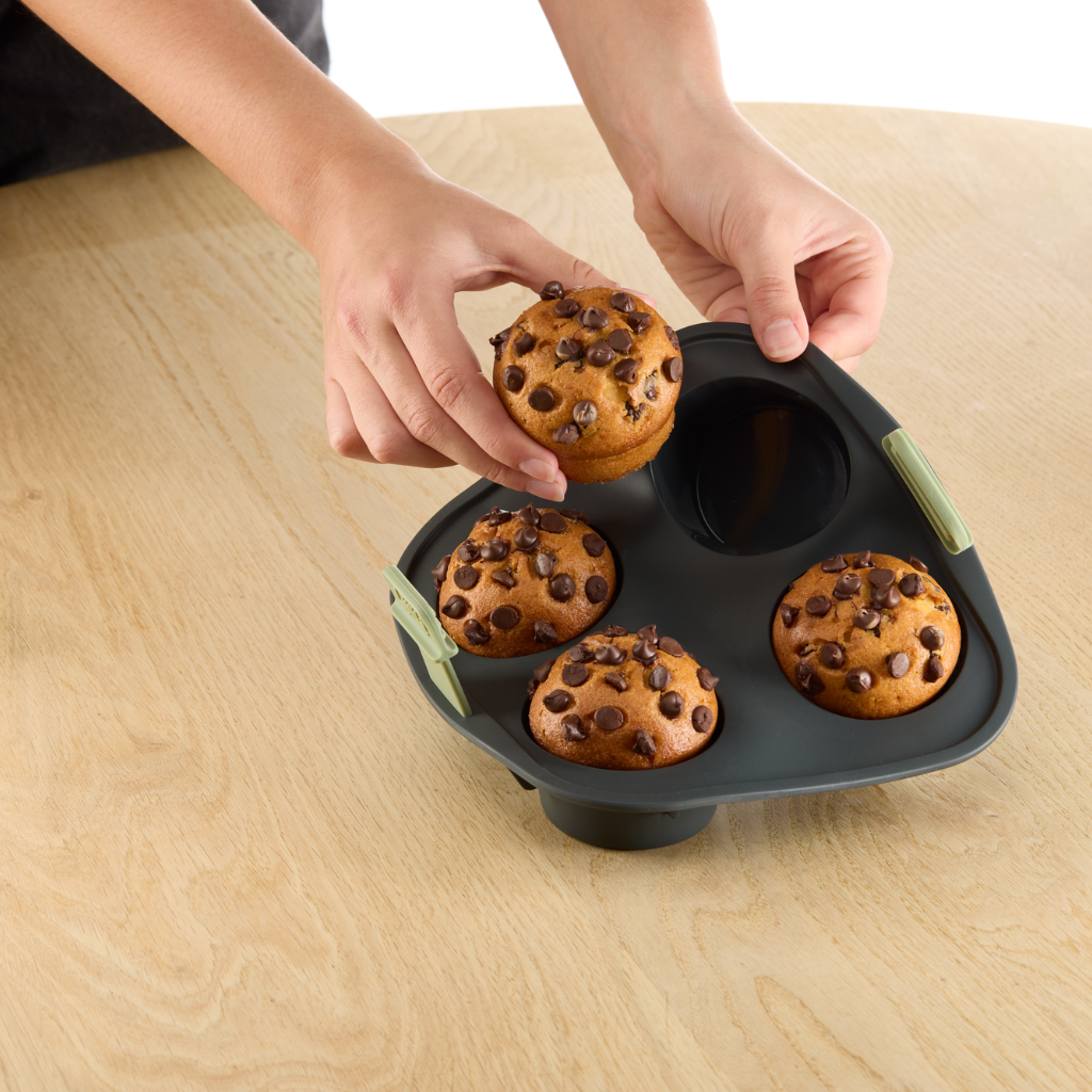 Molde muffins para freidora de aire, 4 cav ¡Desmoldado fácil con resultados perfectos!