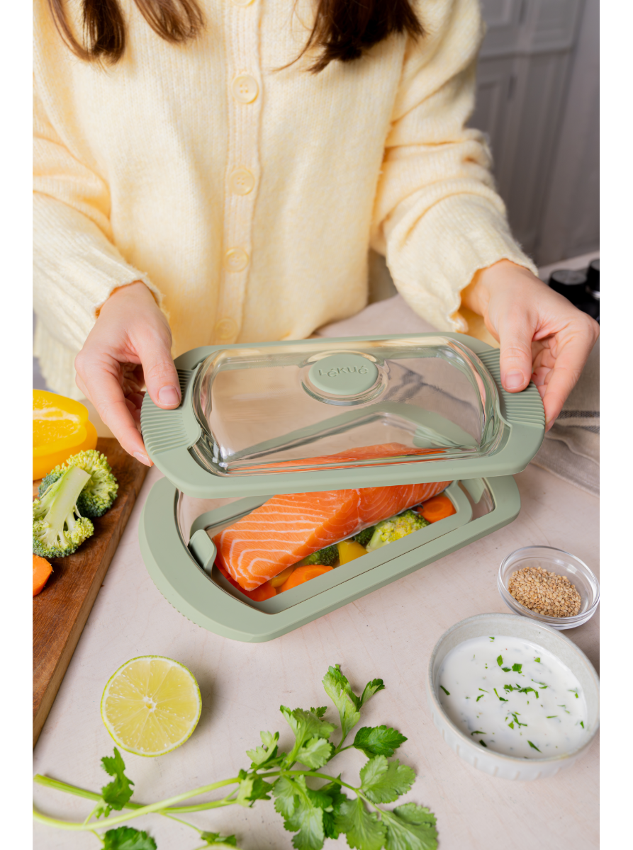 Glass Steam Cooker, 2 p. All-in-one solution to cook tasty recipes in minutes!