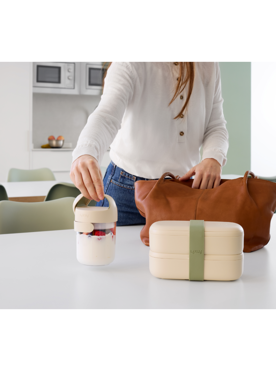 Natural Jar con cuchara, 400 ml ¡Tus alimentos frescos, fáciles de llevar y disfrutar!