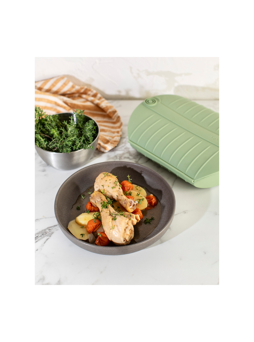 Steam Cooker with tray and Recipe book Set, 4p, English Tasty salmon in 2 minutes!