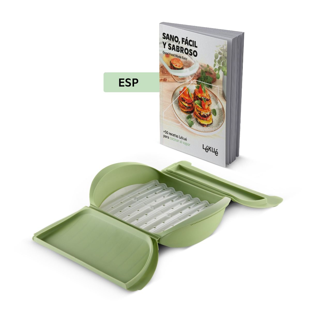 Cuiseur vapeur avec plateau et livre de recettes, 4p, espagnol Saumon savoureux en 2 minutes !