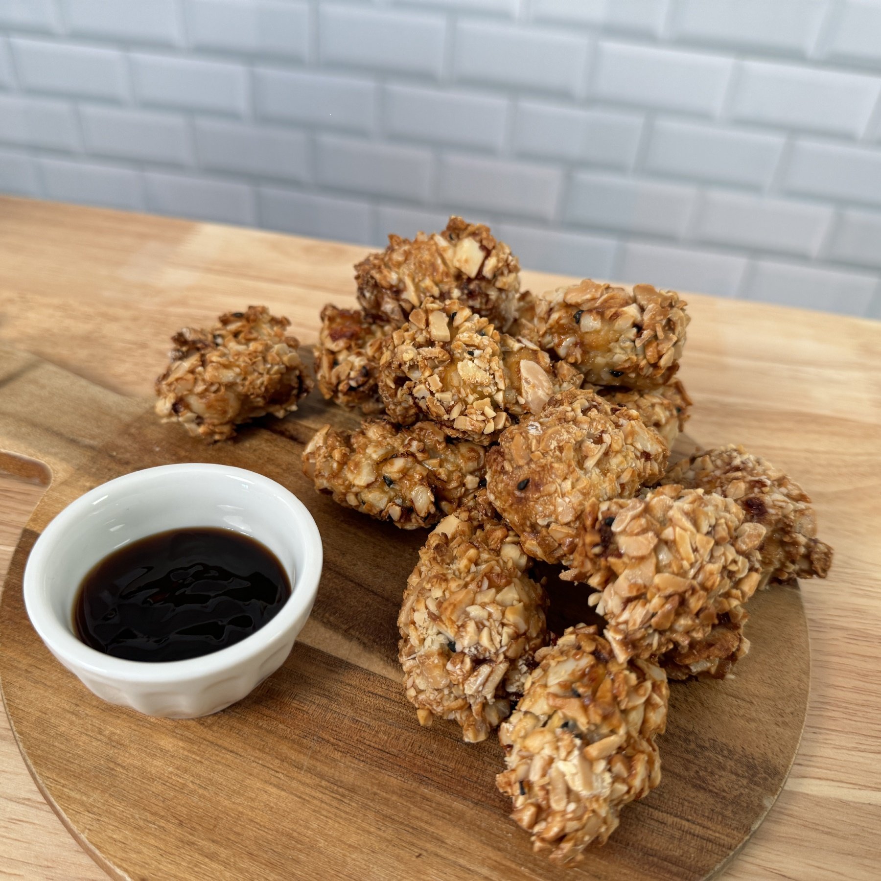 Air-fried almond-crusted chicken