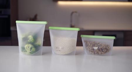 Pandoo Sacs Réutilisables En Silicone | Sacs Congélation Alimentaire | Passe Lave-Vaisselle Et Micro-ondes | Durables Et Stockage Légumes | Hygiène