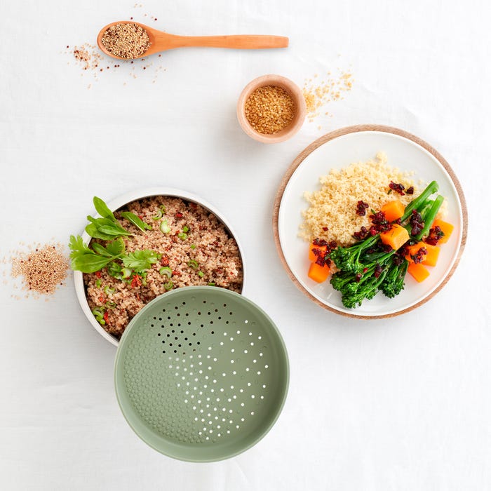 Lekue Microondas de arroz, grano y cocina de quinua, tamaño único, 1 litro,  verde