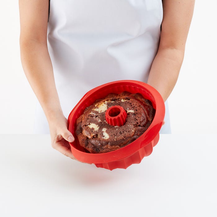 Molde para bizcocho, 22 cm, rojo, silicona, Lékué 