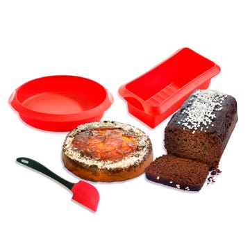 Lekue Molde para hornear pan/pastel de ciruela, 9.5 pulgadas, rojo