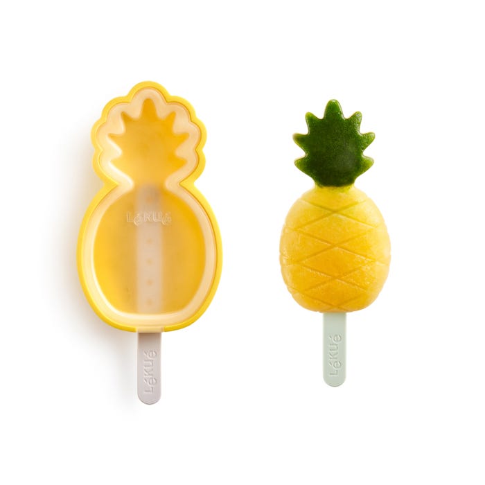 COOLLA 3pcs Popsicle Molds with Lid,Ice Cream Bar Mold DIY Ice Cream Maker Cute Palm Pineapple Fruit Shape (Pink)