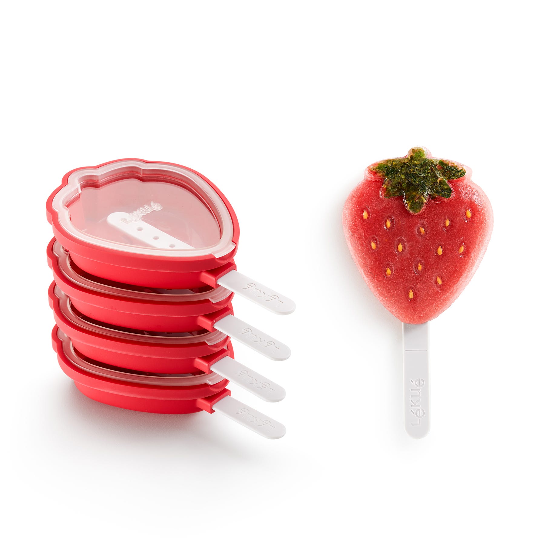 Silicone Red 15.4 x 9.4 x 3.3 cm Lékué Strawberry Popsicle Mould 