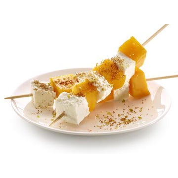 Peach and cheese skewers