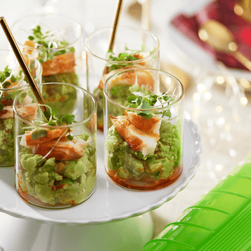 Seafood and guacamole Christmas appetizer