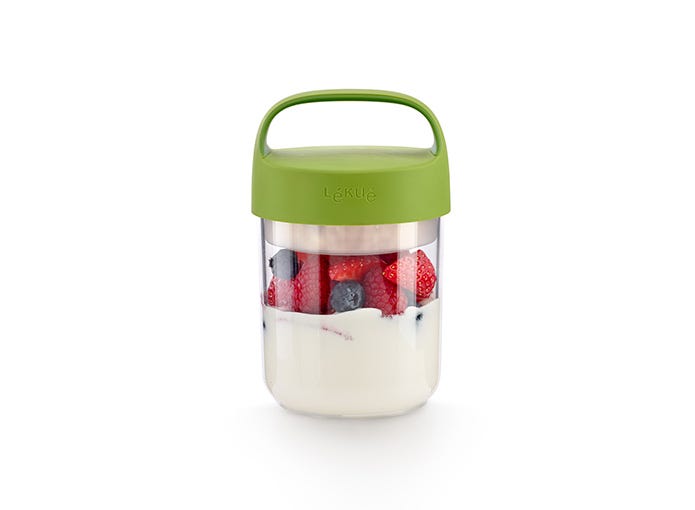 contenedor de yogur caja de cereales con enfriador de leche aislador Recipiente para llevar Müsli 2 go con cuchara de Trendario para viaje taza termo 